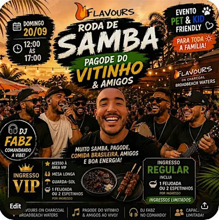 1ª Flavours Roda de Samba – Pagode do Vitinho & Amigos + DJ FABZ