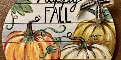 Happy Fall Round Wood Sign Painting at Mountainside Bakery