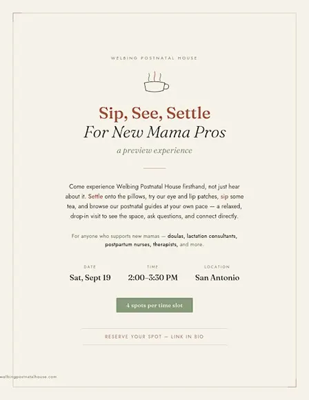 Sip, See, Settle-for doulas, lactation, midwives and more!