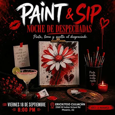 Paint & Sip | Noche de despechadas | musica en vivo