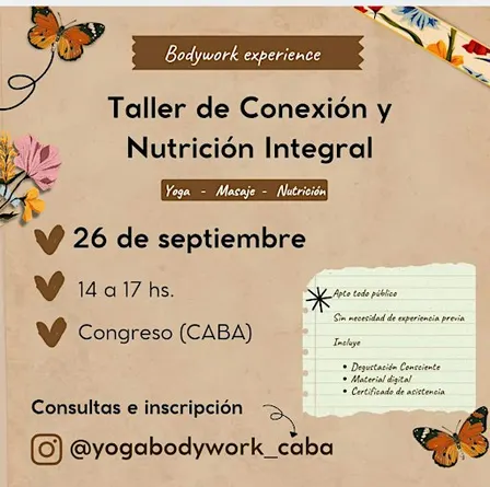 Taller de Conexión y Nutrición Integral (Yoga - Masaje Tai - Degustación)
