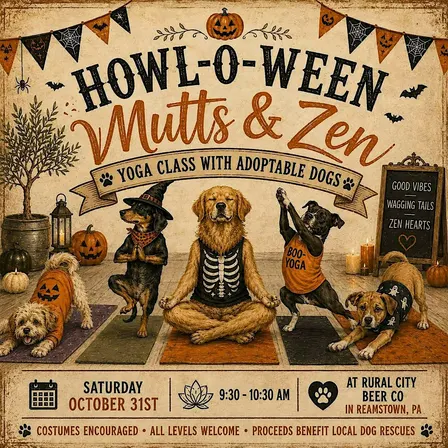 "Howl-O-Ween" Mutts & Zen Rescue Doggy Yoga - all ages & levels