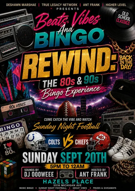 Beats Vibes and Bingo (Rewind 80's and 90's Bash)