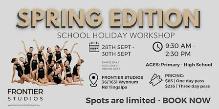 School Holiday Workshop: 3 Day Dance, Acro & Inspire at Frontier Studios