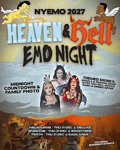 NYEMO HEAVEN & HELL 2027 - NEW YEARS EVE NYE EMO NIGHT BRISBANE