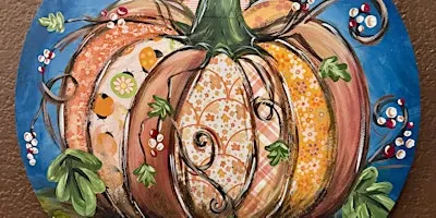Playful Pumpkin Round Canvas Painting at Milly's Community Cafe