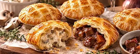 British Pies - Chicken Fricassee & Steak & Red Wine
