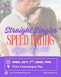 Straight Singles Speed Dating, 21-40: Wed, October, 7th, 2026, at 7pm