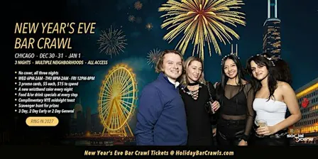 Founders Price - Chicago 3 Day All Access New Years Eve (NYE) Bar Crawl - Dec 30-Jan 1
