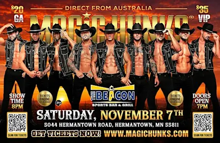 AUSTRALIA'S MAGIC HUNKS -TAKEOVER-HERMANTOWN, MN!