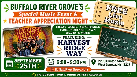 TEACHER APPRECIATION NIGHT: FREE Live Music by Harvest Ridge Way