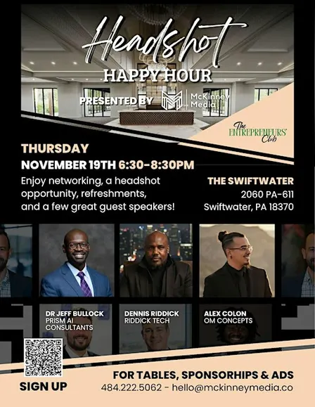 Entrepreneurs Club: Headshot Happy Hour at Swiftwater: AI & Cyber Security