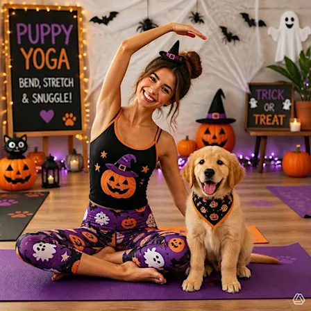 Halloween Puppy Yoga