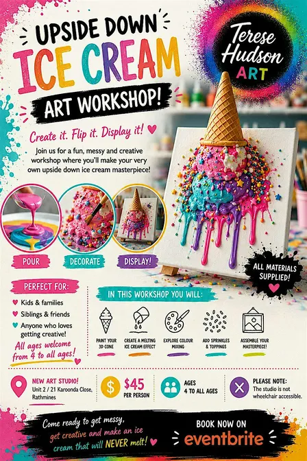 UPSIDE DOWN ICE CREAM ART WORKSHOP