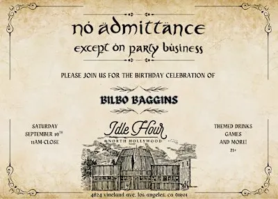 Bilbo Baggins Birthday Bash