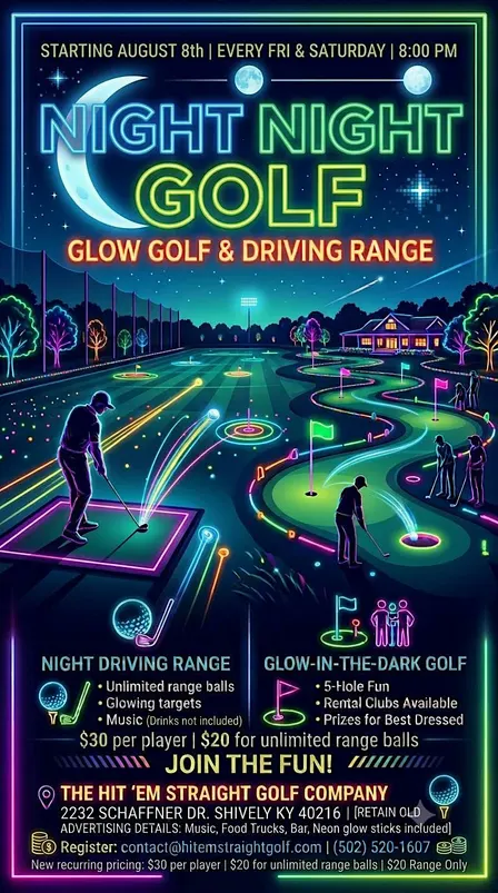 Night Golf At Hit 'Em Straight Golf Complex