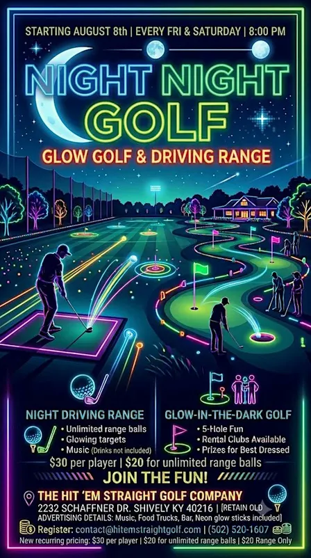 Night Golf At Hit 'Em Straight Golf Complex