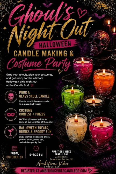 Ghoul's Night Out: Halloween Candle Making and Costume Party