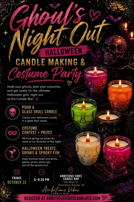 Ghoul's Night Out: Halloween Candle Making and Costume Party
