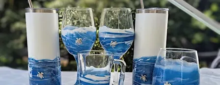 RESIN DESIGN GLASSES/TUMBLER CLASS-ST. PETE FL-SUNTAN ART STUDIO-SAT. #2