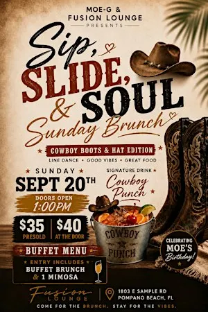 Sip, Slide & Soul: Sunday Brunch | Cowboy Boots & Hat Edition