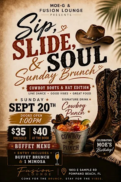 Sip, Slide & Soul: Sunday Brunch | Cowboy Boots & Hat Edition