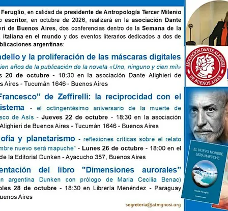 Nicola Feruglio invitado por la Dante de BAires y 2 presentaciones libros