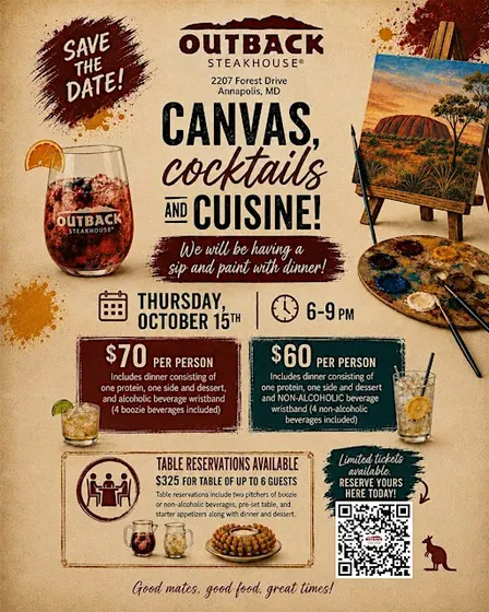 Annapolis Outback Presents: Canvas, Cocktails and Cuisine!