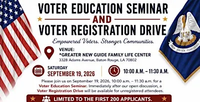 VOTER EDUCATION SEMINAR AND VOTER REGISTRATION DRIVE