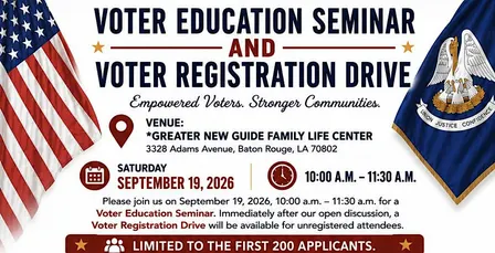 VOTER EDUCATION SEMINAR AND VOTER REGISTRATION DRIVE