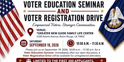 VOTER EDUCATION SEMINAR AND VOTER REGISTRATION DRIVE
