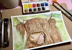 Paint a Highland Cow Watercolour and Ink Workshop
