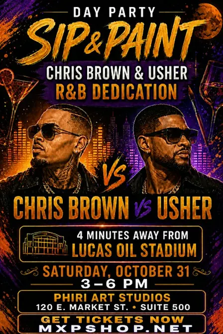 Chris Brown vs Usher Sip & Paint | Downtown Indy