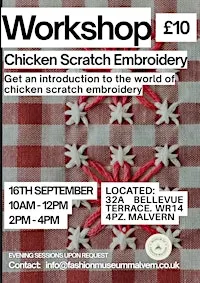 Chicken scratch embroidery 2pm - 4pm