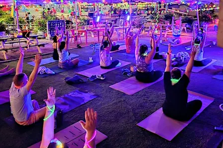 Glow Yoga at Tap Yard - but make it SPOOKY!