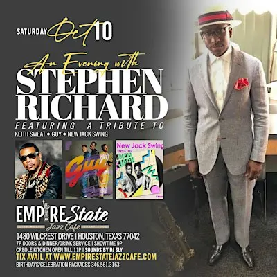 Stephen Richard Tribute to Keith Sweat, Guy & New Jack Swing Saturday 10/10