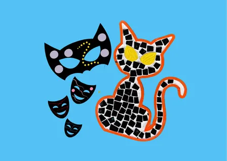Mosaic Cats & Scratch Masks - October School Holiday Workshop