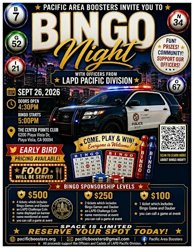 Pacific Area Boosters invite you to a night of BINGO