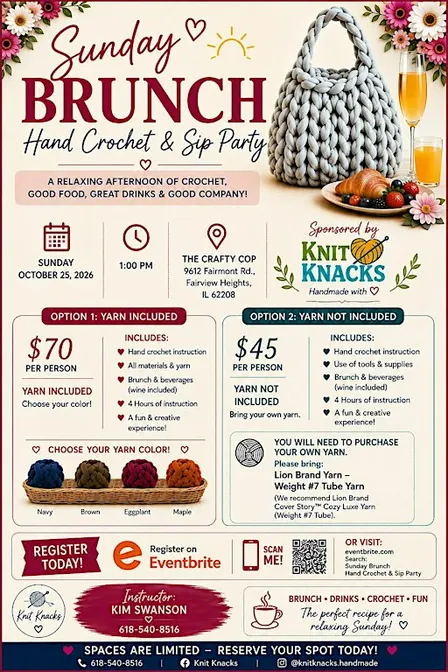 Sunday Brunch Hand Crochet & Sip Party