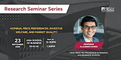 Research Seminar Series: Prof. Allaudeen Hameed