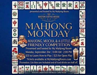 American Mahjong Open Play game at Boston Coffee