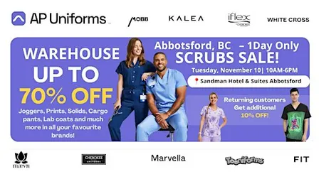 Warehouse Scrubs Sale – Abbotsford, BC– 1 Day Only