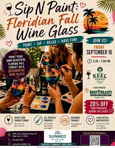 Sip N Paint Wine Glass Painting • Friday, Sept. 18 • Plant City • 21+