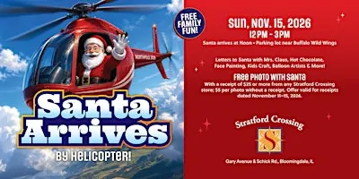 Santa Lands By Helicopter at Stratford Crossing 2026