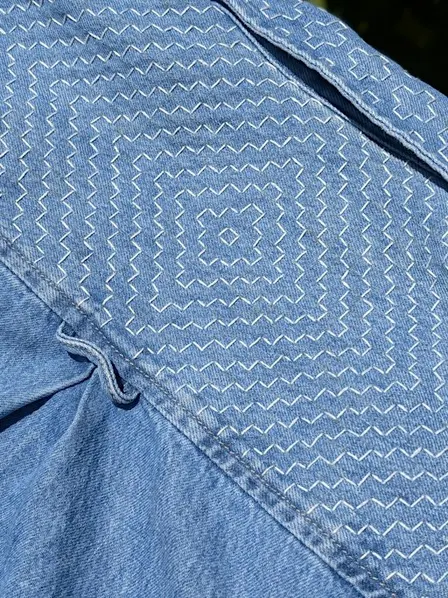 Beginning Sashiko Mending with Mickey