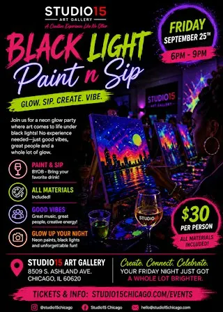 Black Light Paint n' Sip