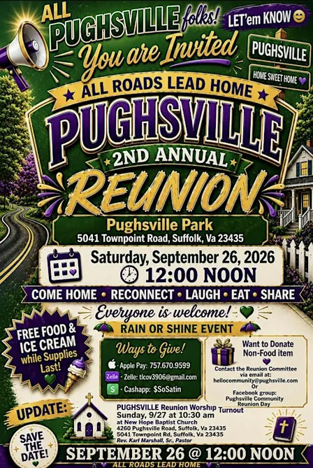 Pughsville 2nd Annual Reunion & Community Day 2026 - RSVP FORM