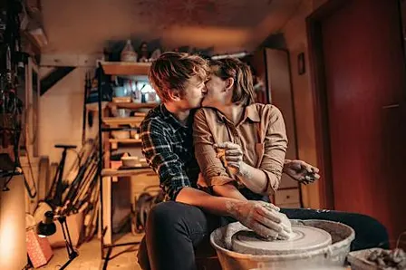 Pottery wheel class for couples at Artventures Oakville Bronte
