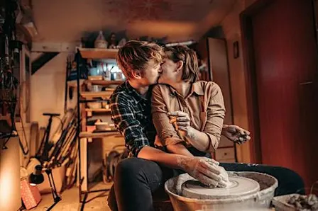 Pottery wheel class for couples at Artventures Oakville Bronte