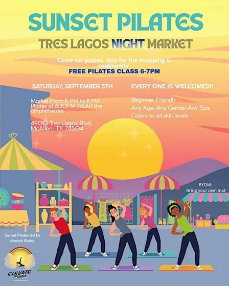 Sunset Pilates @ Tres Lagos Saturday Night Markets